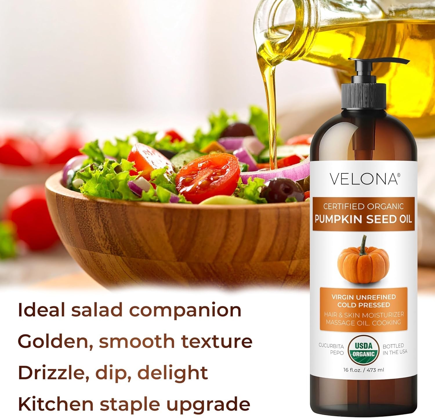 16 Fl Oz Organic Pumpkin Seed Oil – Nourishing Carrier Oil for Hair & Skin Care