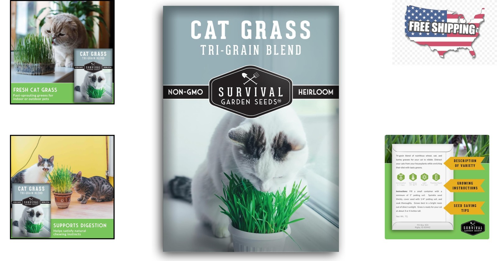 Pet-Friendly Cat Grass Seeds – Fast Germinating Heirloom Greens for Healthy Cats
