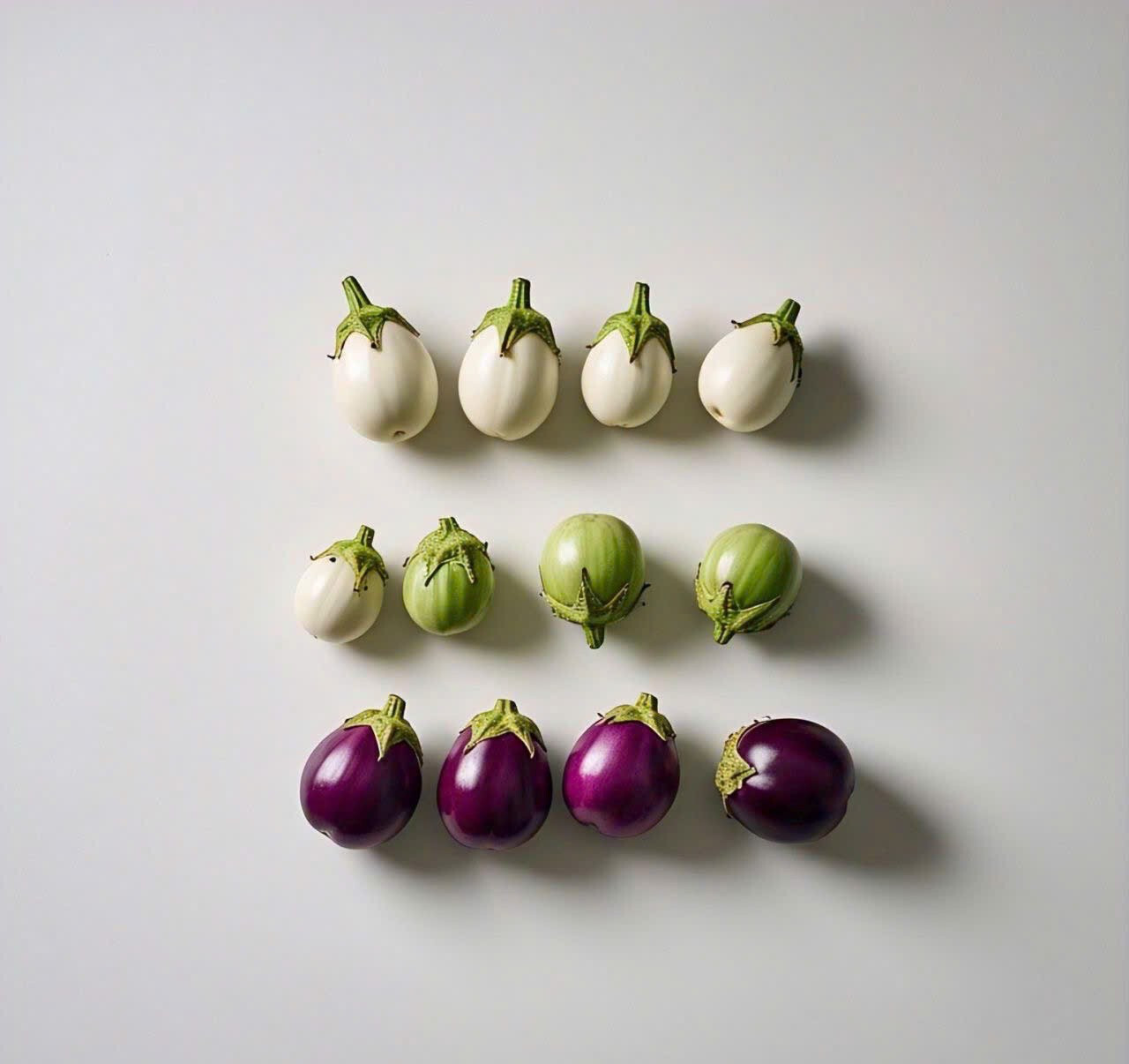 ROUND EGGPLANT MIX 3 COLORS SEEDS, CÀ PHÁO TRỘN, 茄子,berenjena 90% GERMINATION