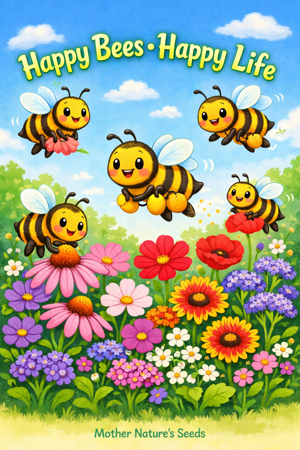 Mother Nature’s Super Mix BEES 38 Species Flowers Wildflowers Non-GMO 1000 Seeds