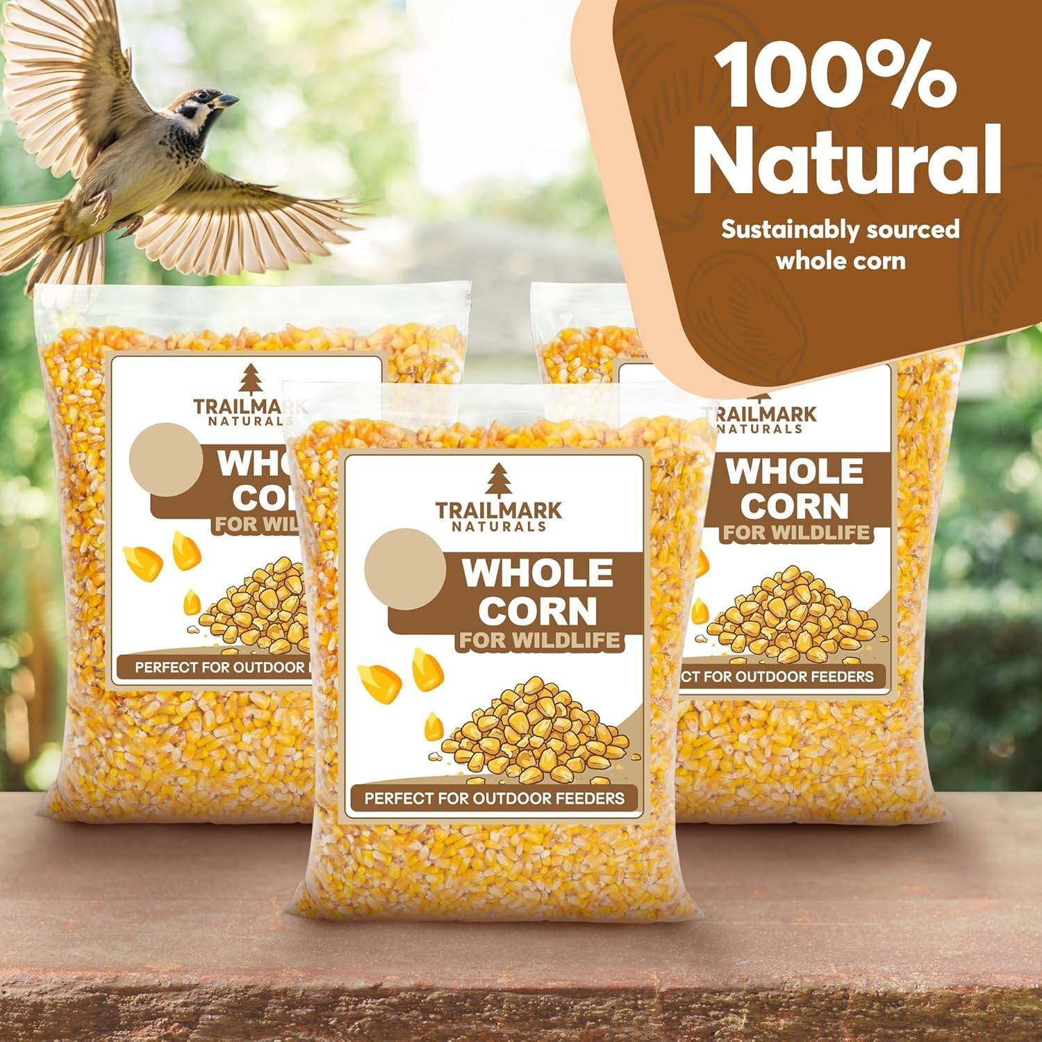 Whole Corn 10 LB– Premium Bird Seed & Wildlife Feed for Ducks, Deer, Squirrels,