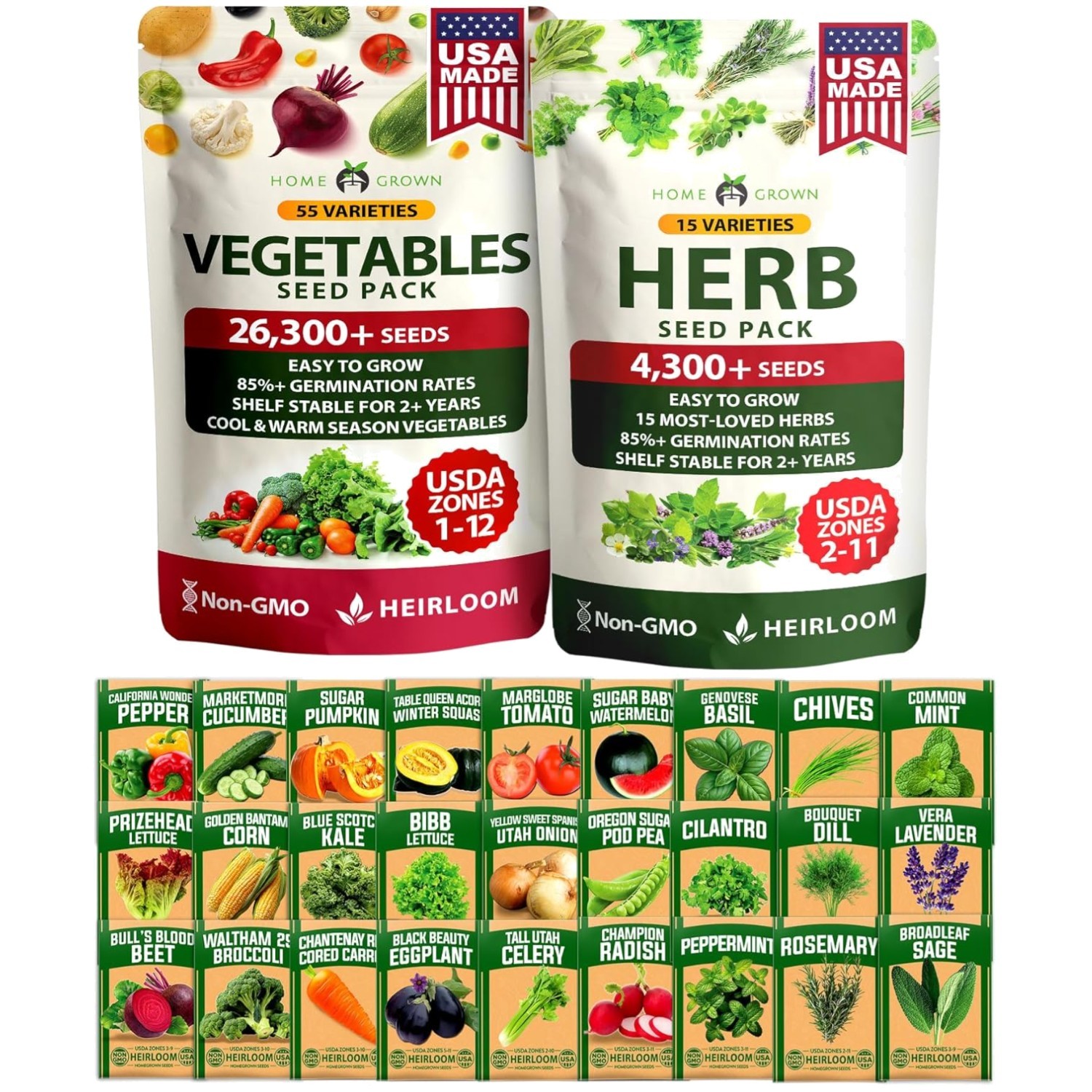 70 Variety Non-GMO Heirloom Seeds Garden Kit – Perfect Indoor & Outdoor Gift