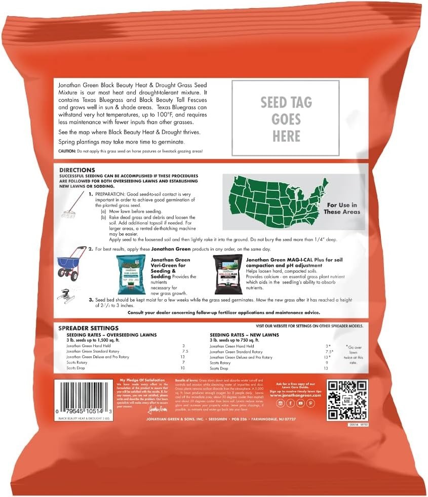 Drought Resistant Black Beauty Grass Seed Mix – 3 lb Coverage, Easy Care