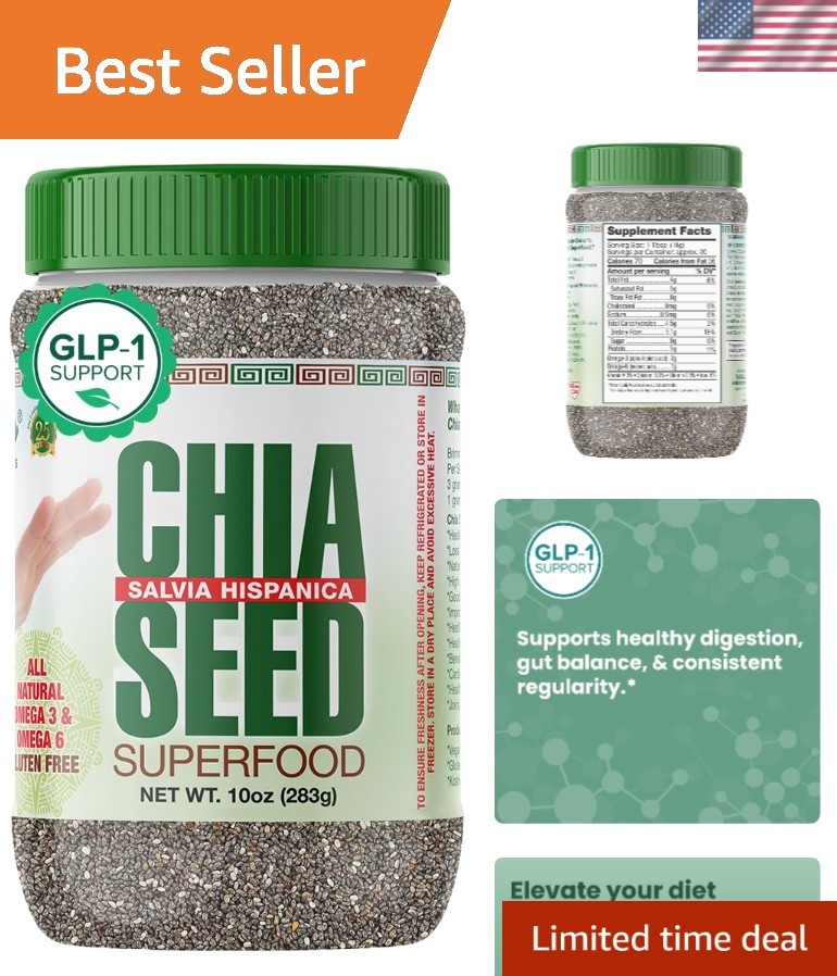 10 oz , Non-GMO Chia Seeds – Fiber-Rich Superfood for Smoothies & Baking