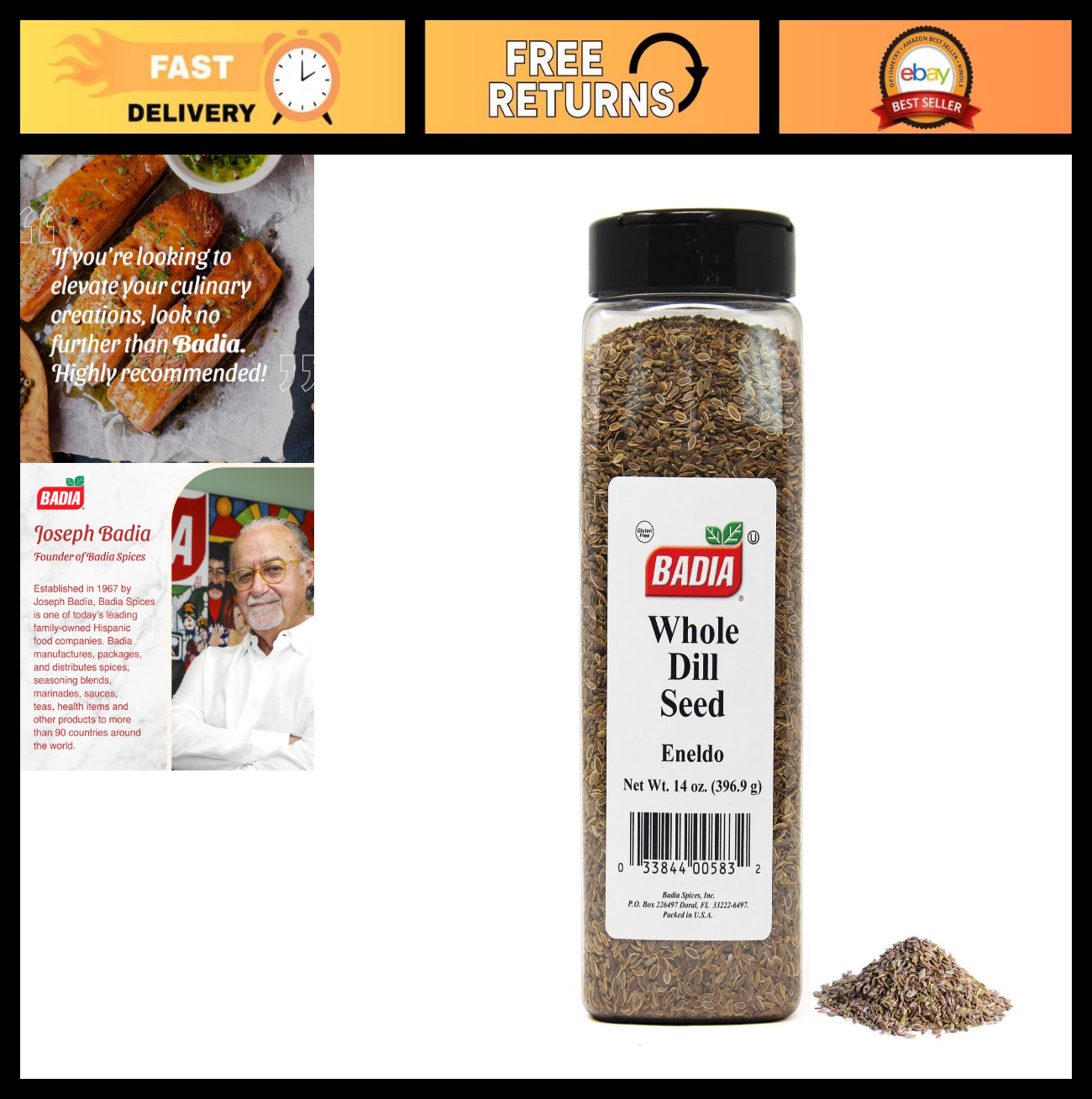 Whole Dill Seeds 14 oz (Pack of 6) – Premium Spice for Pickling, Cooking & Seaso