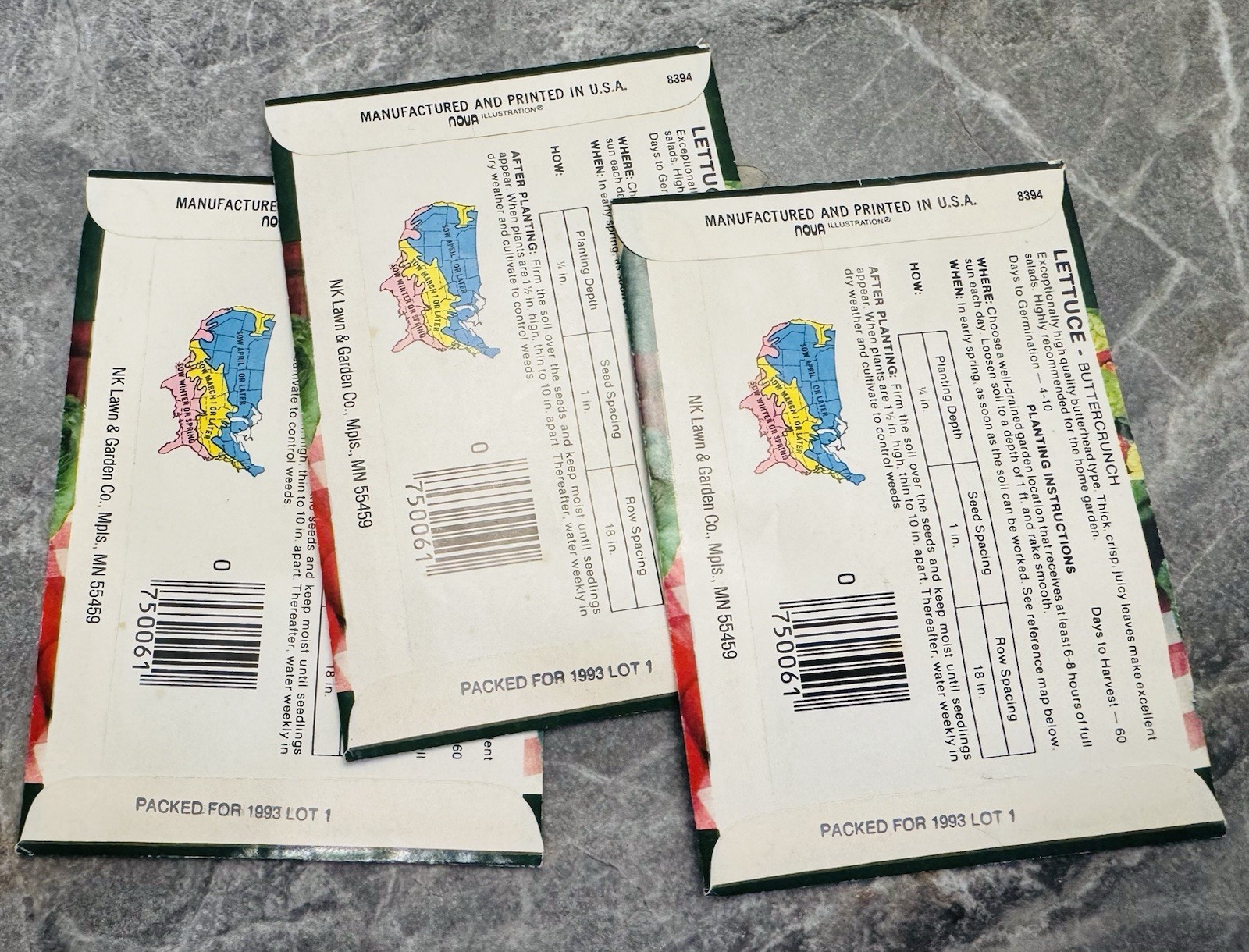 Vintage 1993 3pcs Lettuce Seeds Butter Crunch Excel America’s Choice