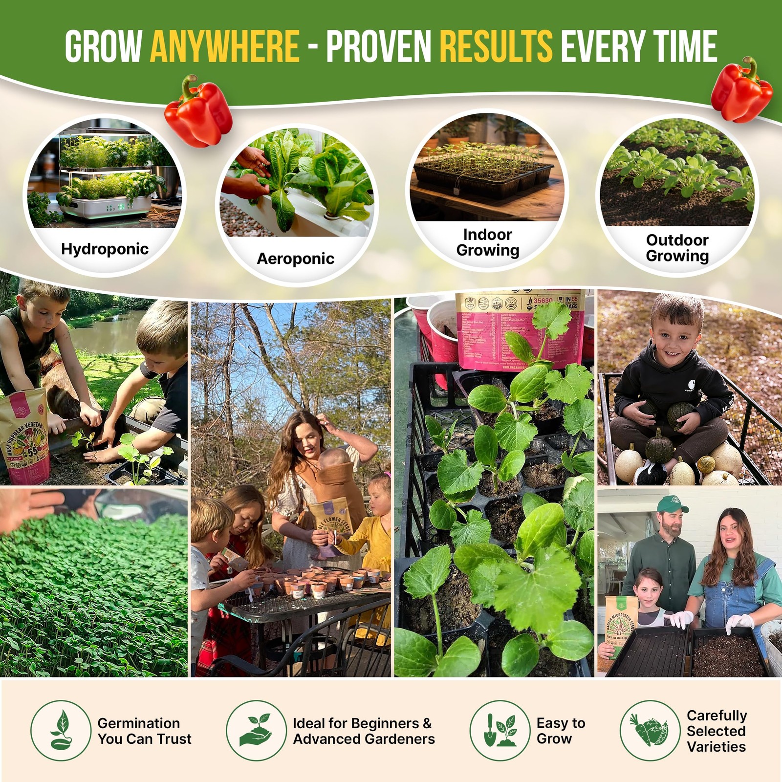 Organo Republic 12 Rare Sweet & Mild Pepper Seeds Variety Pack 770+ NonGMO H…