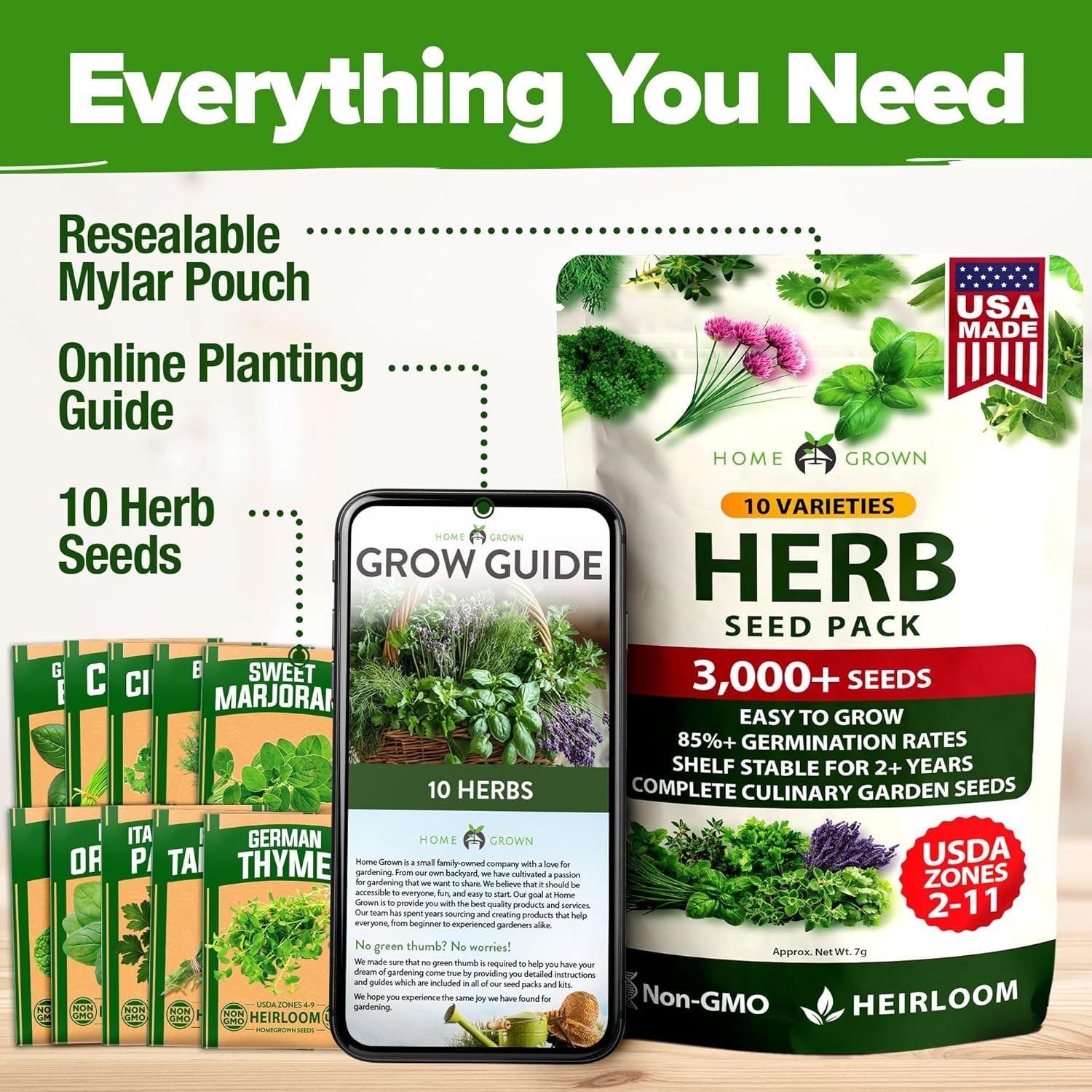 Complete Herb Seed Vault – 10-Pack Gourmet Culinary Herb Kit with 3,000+ Heir…