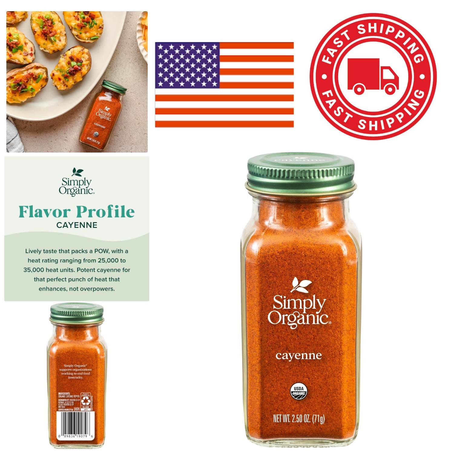Pure Cayenne Pepper 2.89 Ounce Organic Chili Powder for Cooking and Seasoning