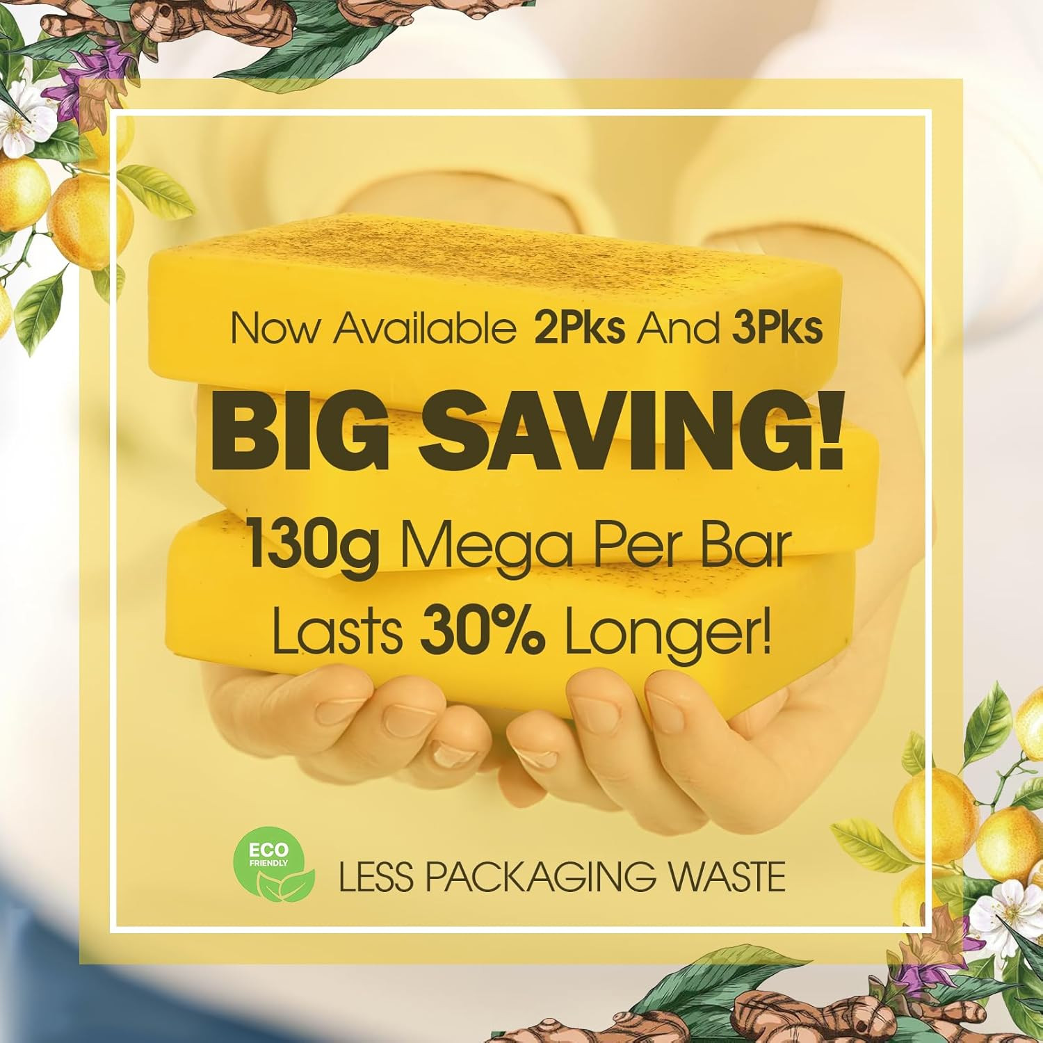 Lemon & Turmeric Glow Soap Bar for Dark Spots Remover, Powered by Kojic Acid