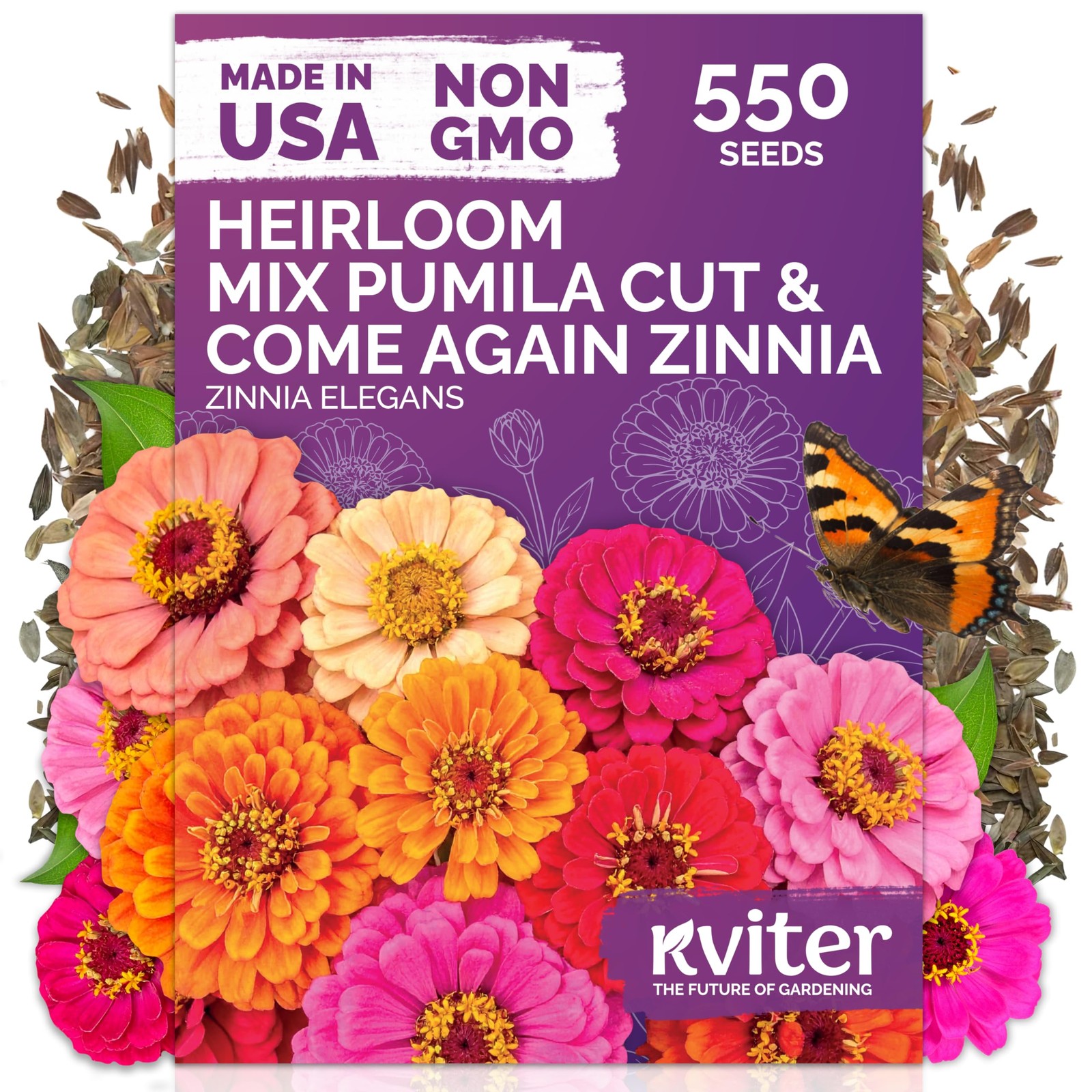 KVITER 550 Cut and Come Again Zinnia Seeds for 2025 (Zinnia elegans)