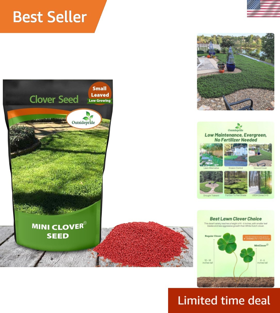 1/4 lb. Dwarf MiniClover Seeds – Low-Maintenance Lawn Alternative Solution