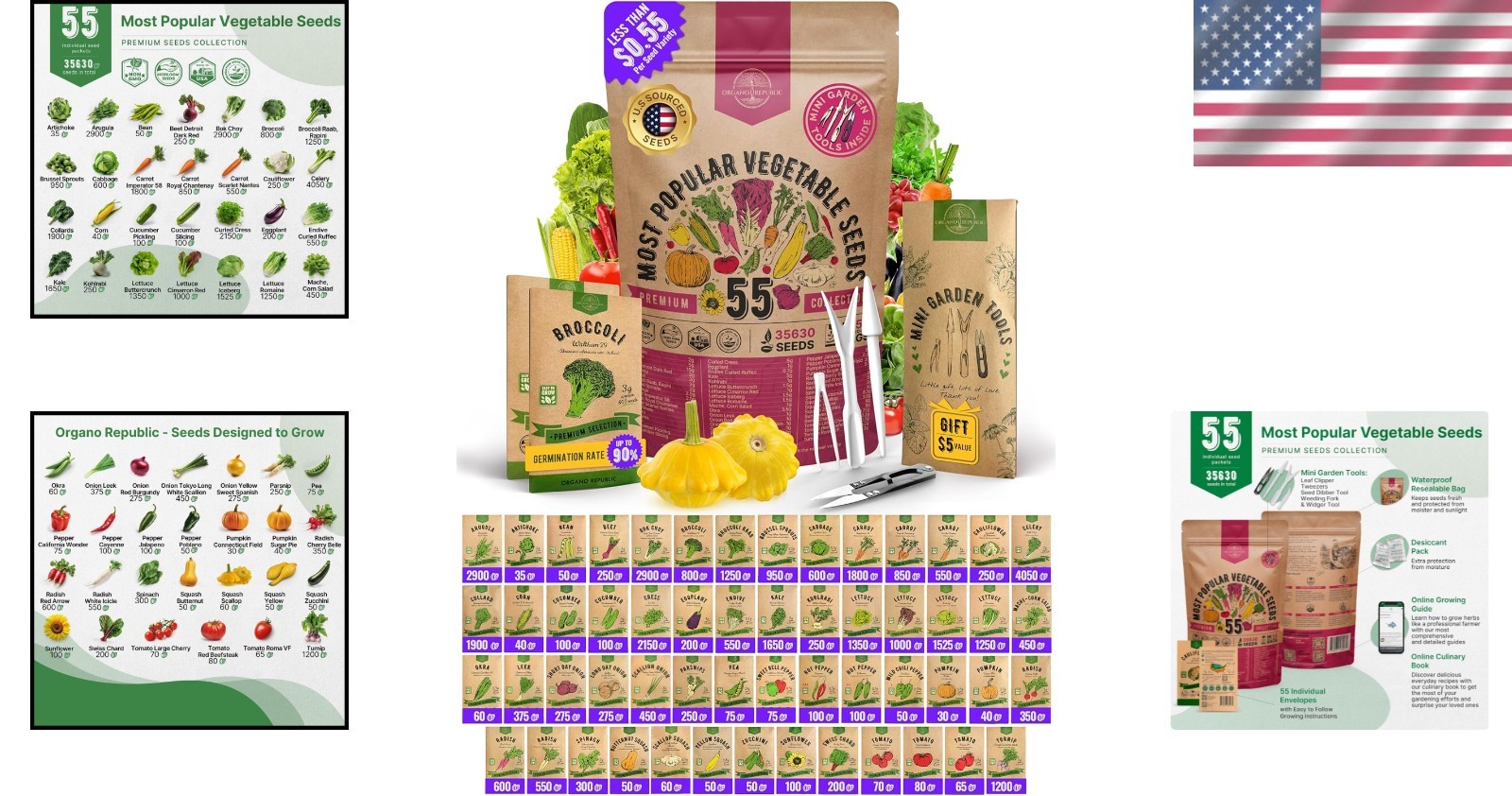 Diverse 55 Heirloom Vegetable Seeds Pack – Non-GMO for Hydroponic & Outdoor Use