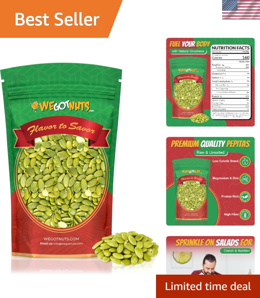 Natural 5Lb Pumpkin Seeds | Crunchy & Chewy Pepitas for Low-Calorie Enjoyment