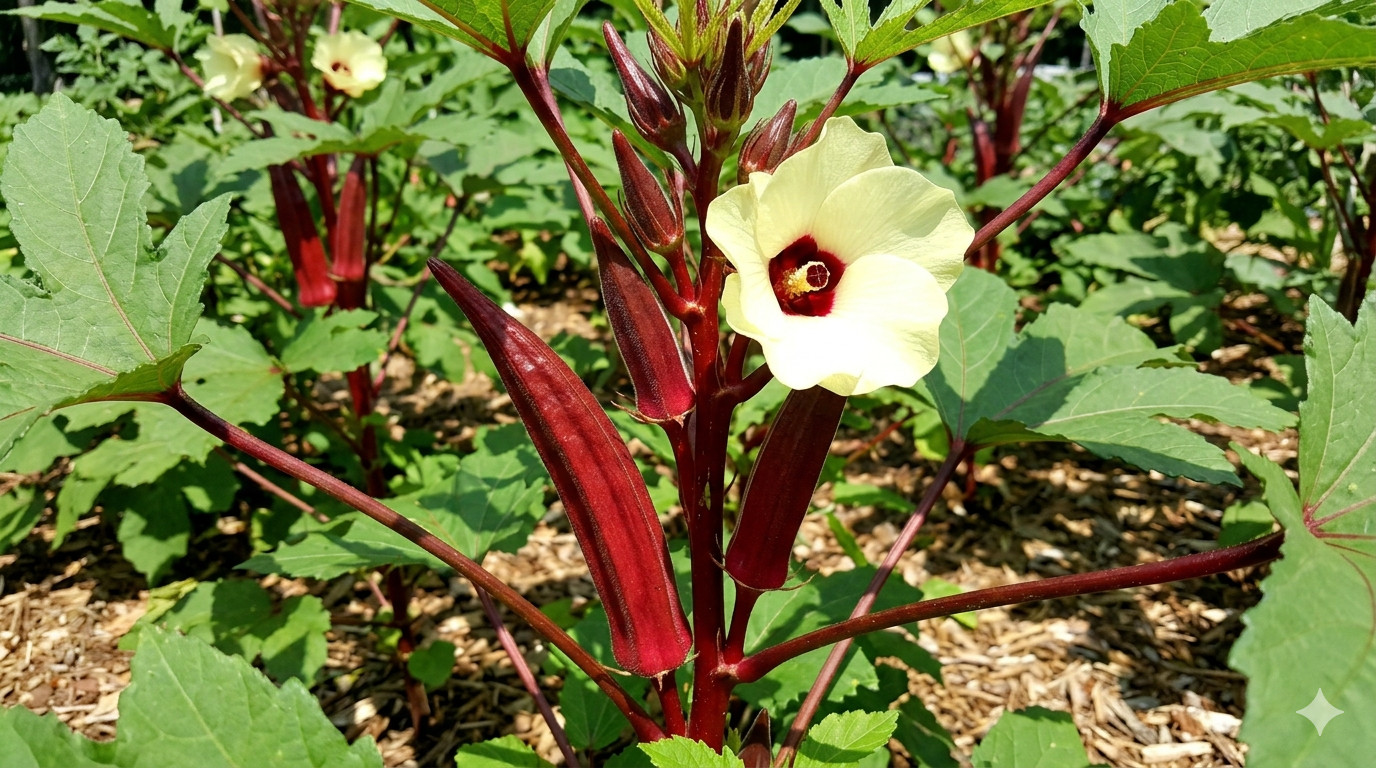 100 Red burgundy okra seeds. #okraseeds