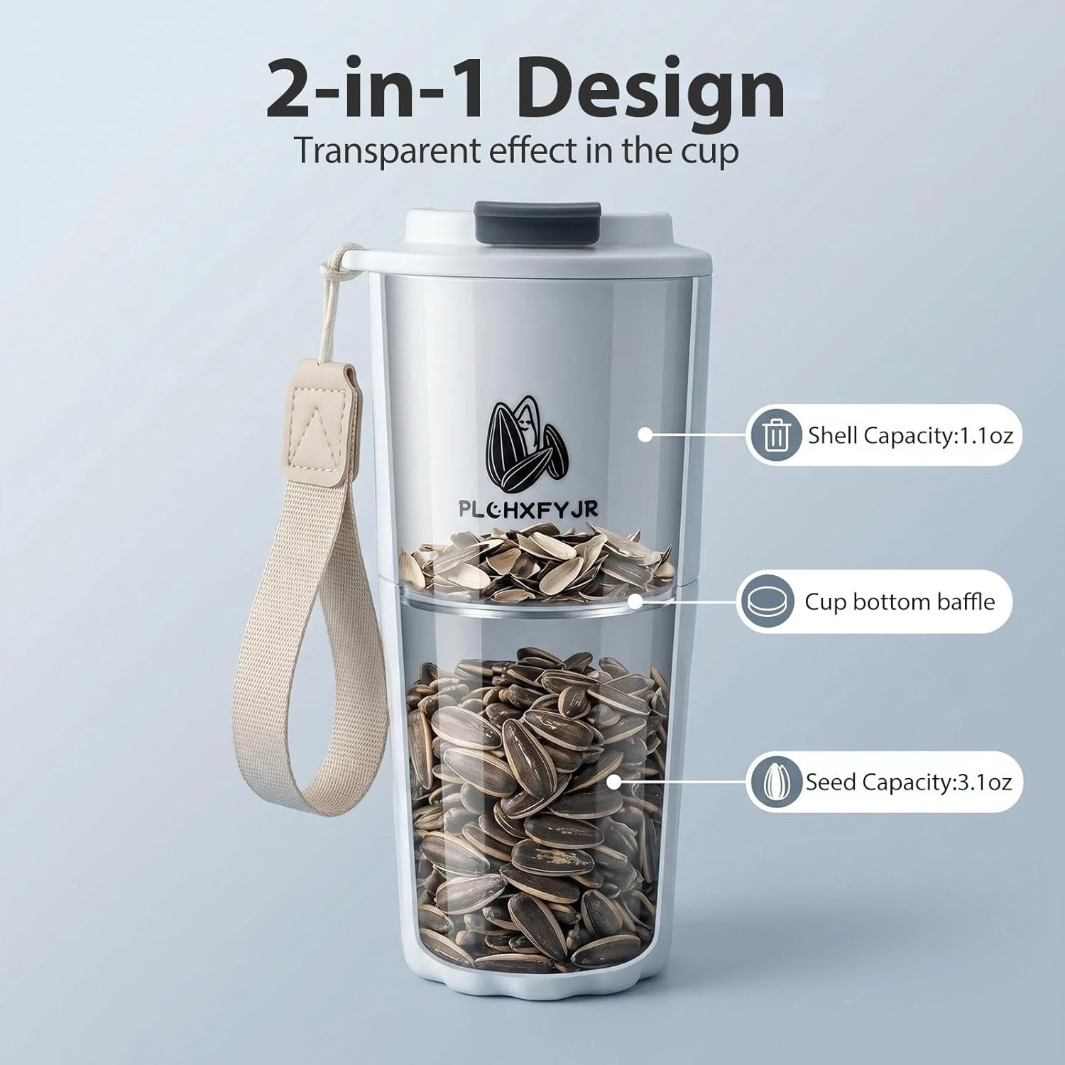 Portable Sunflower Seed Cup with Seed Organizer and Shell Storage, Seed Snack Sp