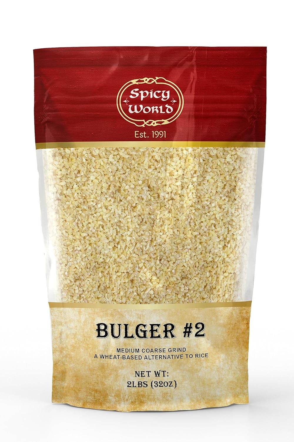 Bulgur Cracked Wheat Medium Coarse #2, 2 LB Bag (32oz) | 2 Pound (Pack of 1)