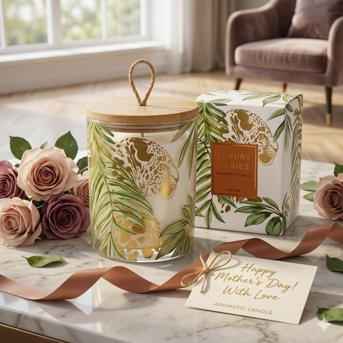 Wild Lily & Vetiver Scented Candle Natural Soy Wax, 55H Long Burning, Decorat…