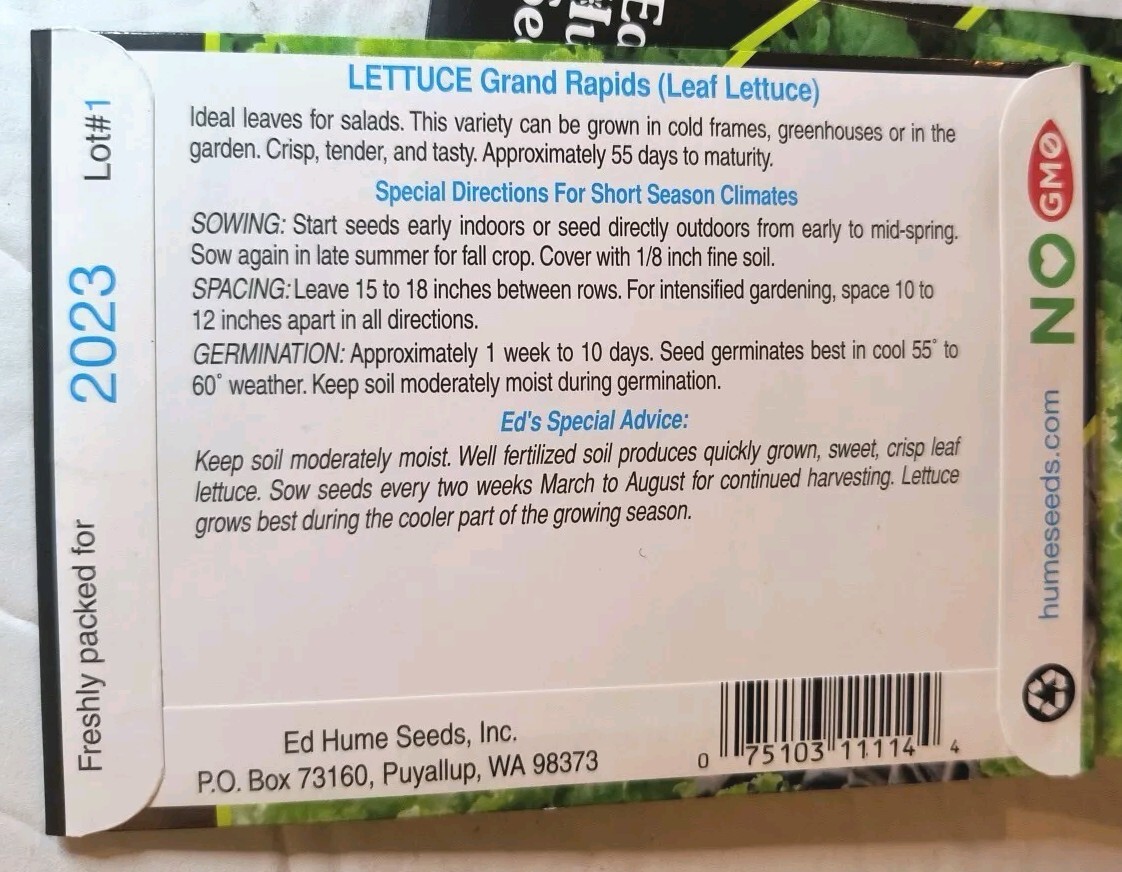 Lot Of 13 Ed Hume Non GMO Herb Mix, Broccoli & Salad Lettuce Seeds
