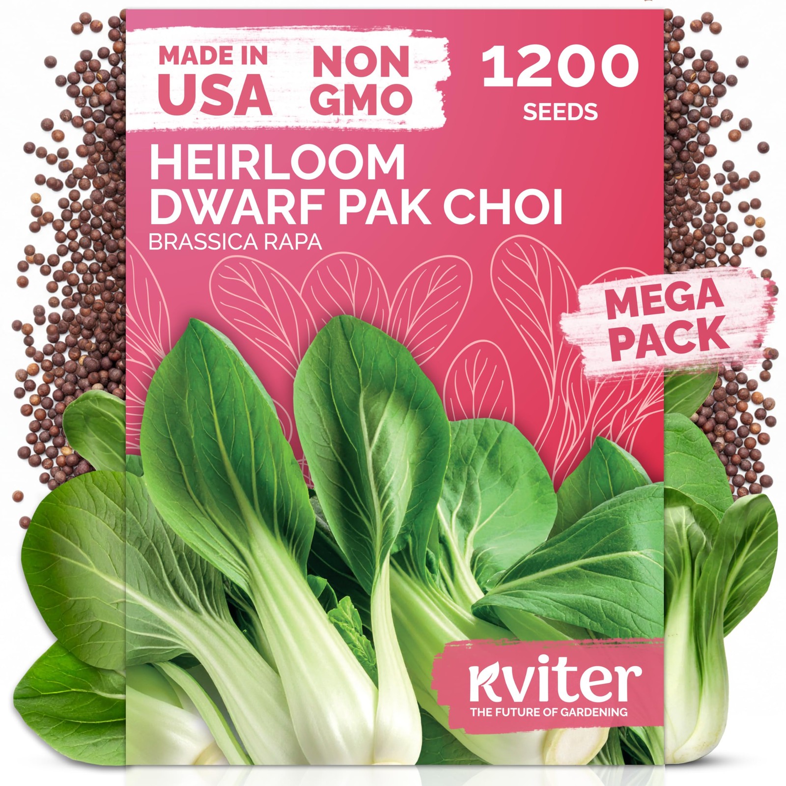 KVITER 1,200 Baby Bok Choy Seeds for Planting (Brassica rapa subsp. chinensis)