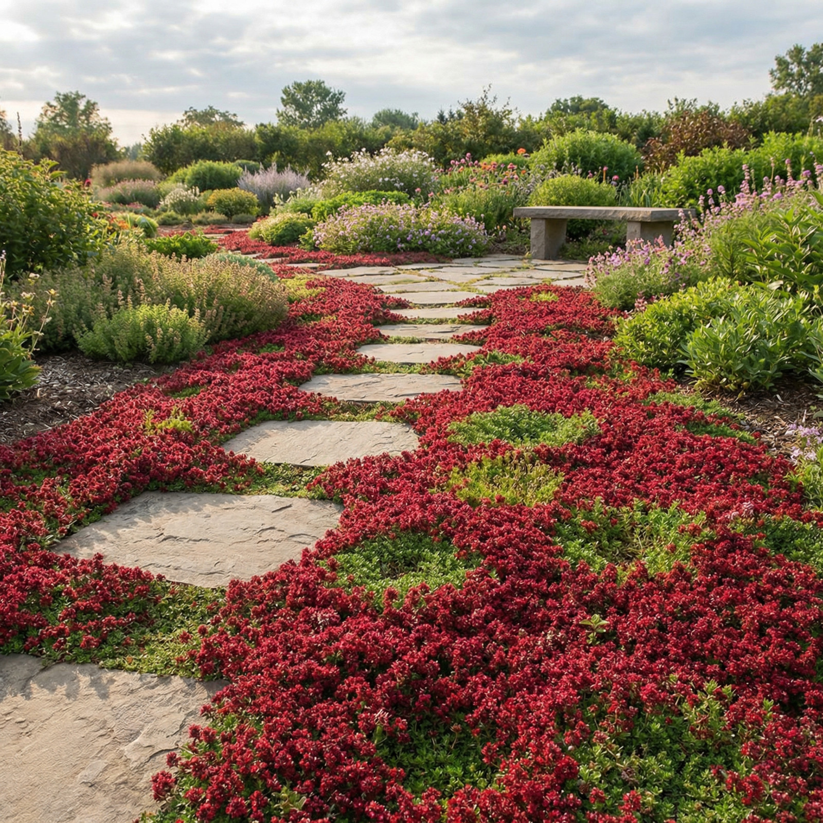 Creeping Thyme SCARLET Red Ground Cover 2-4″ Perennial Rock Gardens 1000 Seeds!