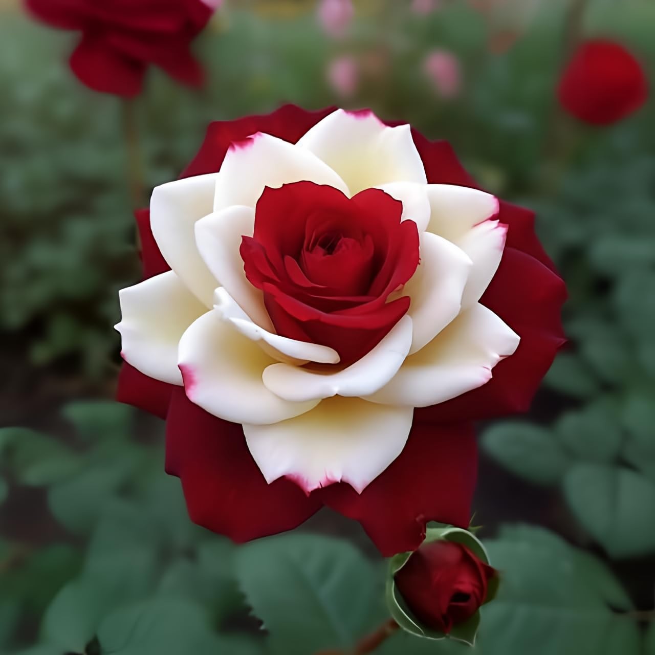 20 Rare Twin Red White Rose Flower Seeds for Planting Captivating Garden Blo…