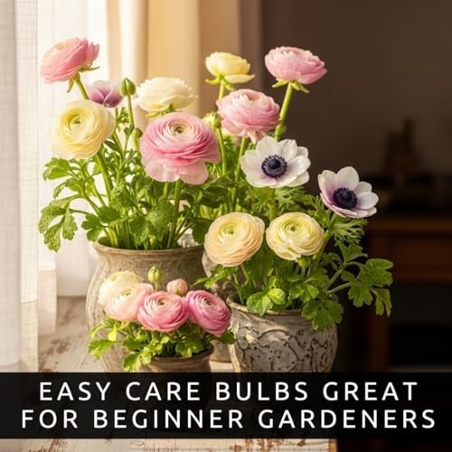 Pastel Flower Bulb Mix – 50 Premium Ranunculus & Anemone Bulbs for Easy Planting
