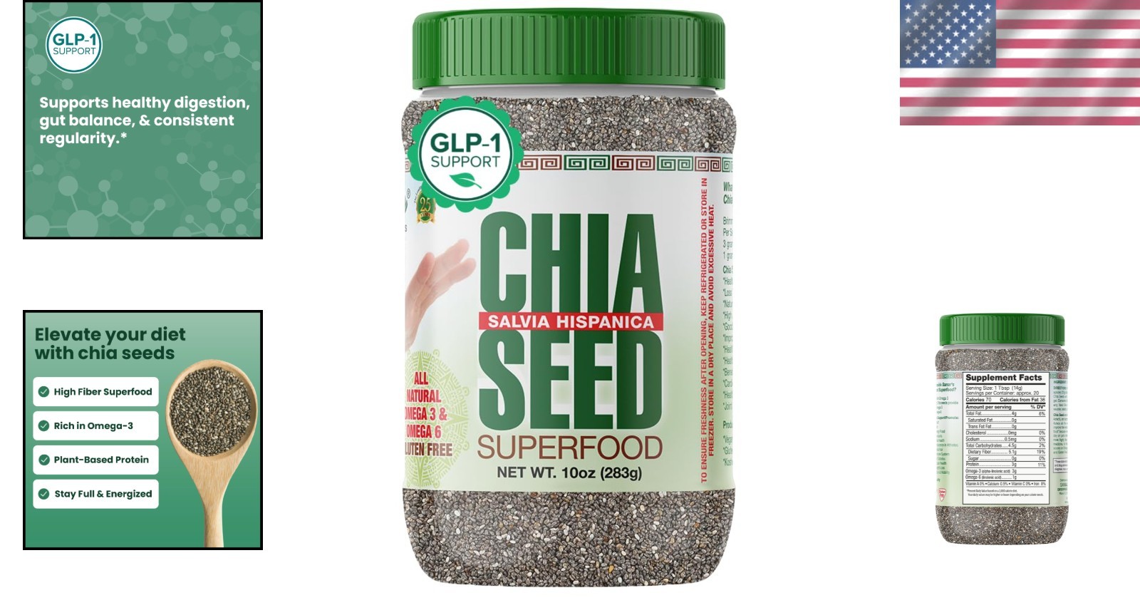 10 oz , Non-GMO Chia Seeds – Fiber-Rich Superfood for Smoothies & Baking