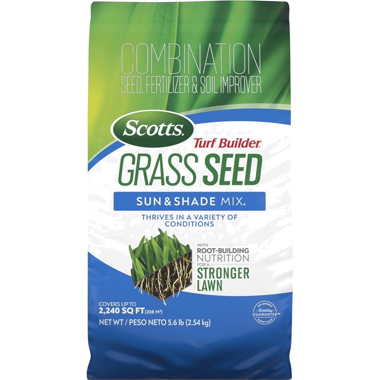 Grass Seed Sun & Shade Mix 5.6 lbs Lawn Fertilizer Soil Improver Covers 2240 …