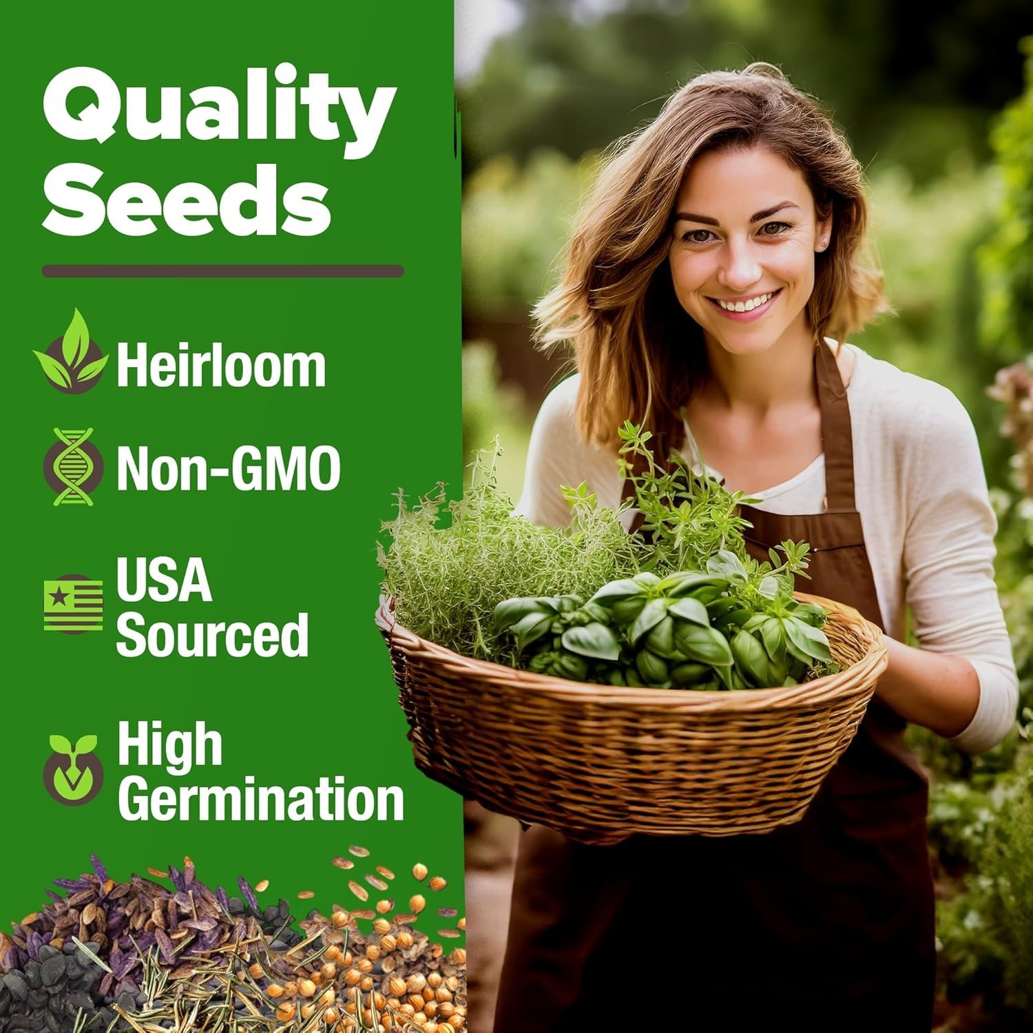 Extra Large 15 Herb Seeds Kit – -Round Variety for Indoor and Outdoor Use