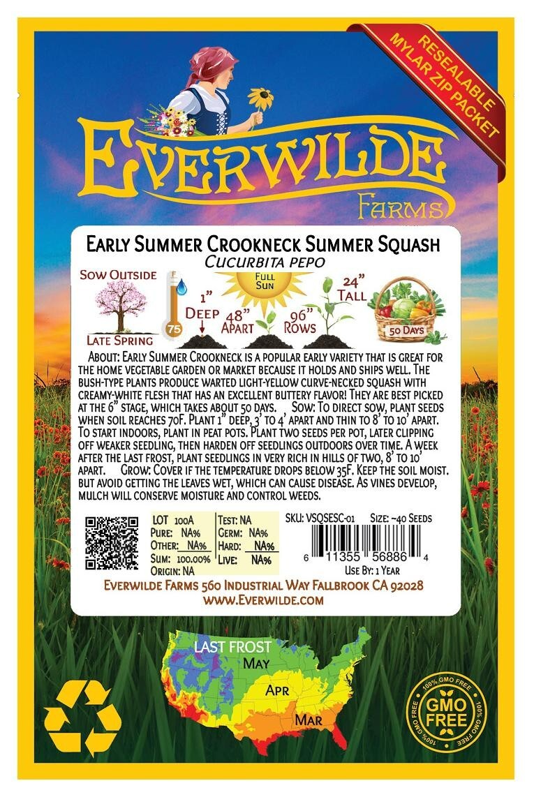 1 Oz Early Summer Crookneck Summer Squash Seeds – Everwilde Farms Mylar Packet