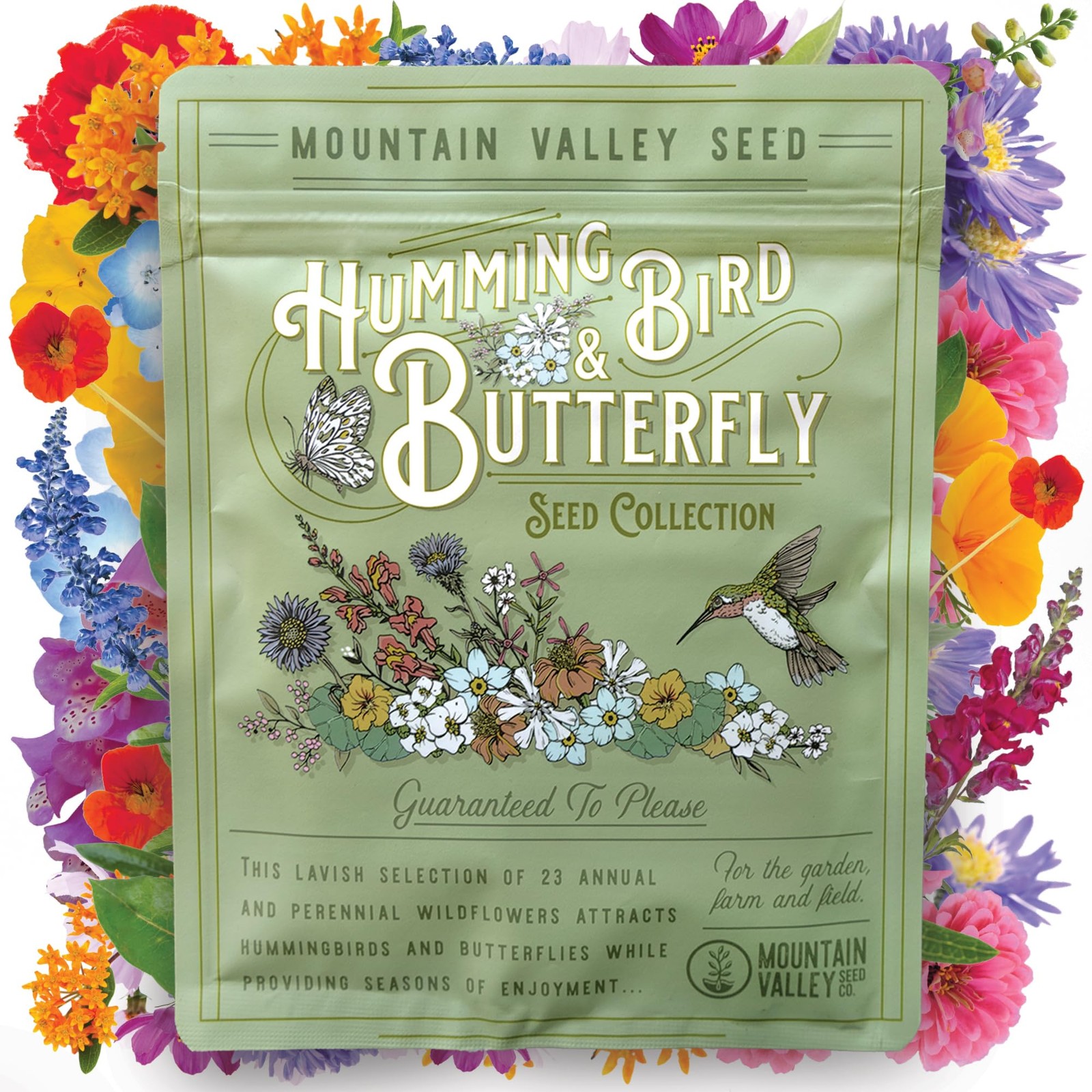Wildflower Seeds Bulk, 2 Oz. 80,000+ – Butterfly & Tri-colour