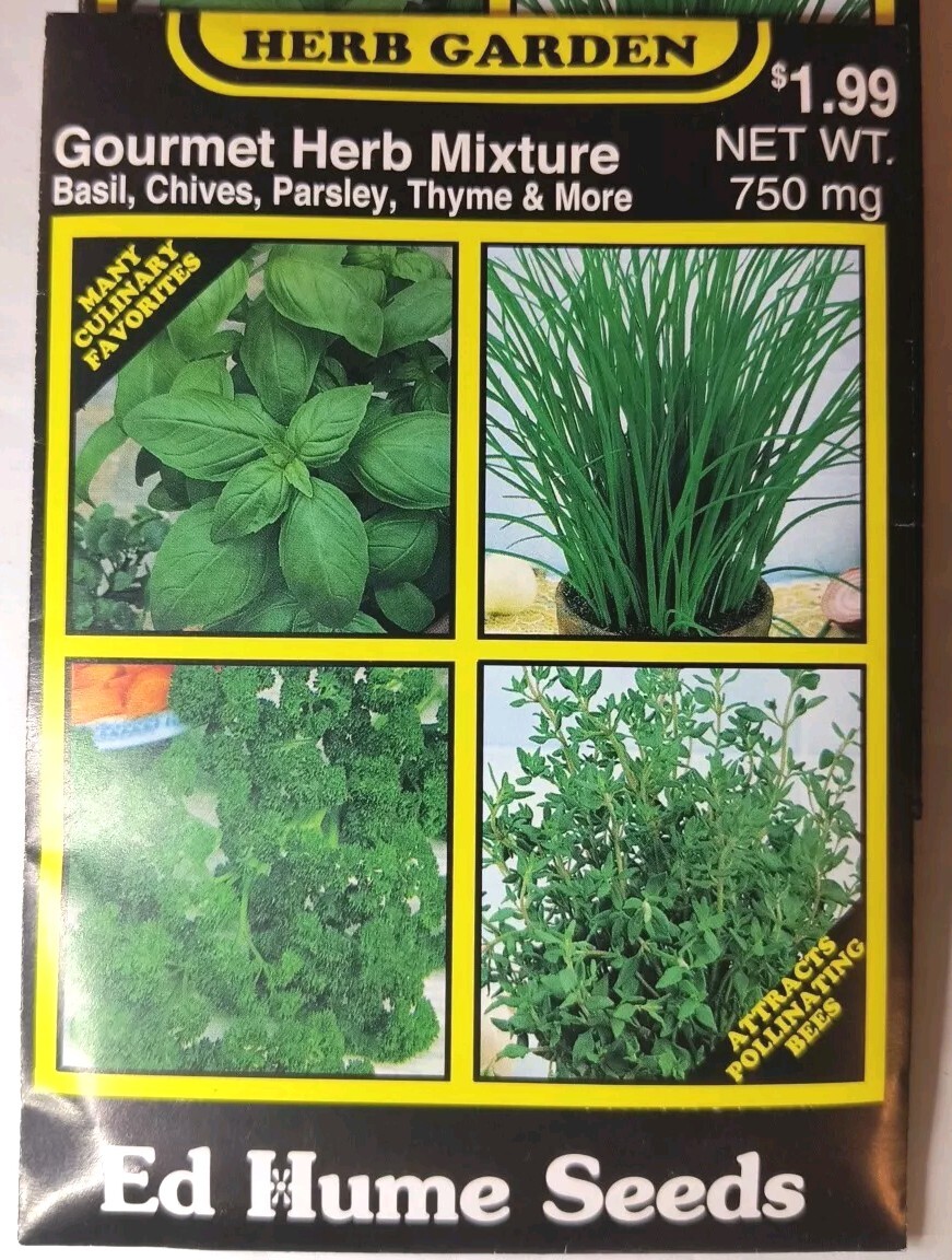 Lot Of 13 Ed Hume Non GMO Herb Mix, Broccoli & Salad Lettuce Seeds