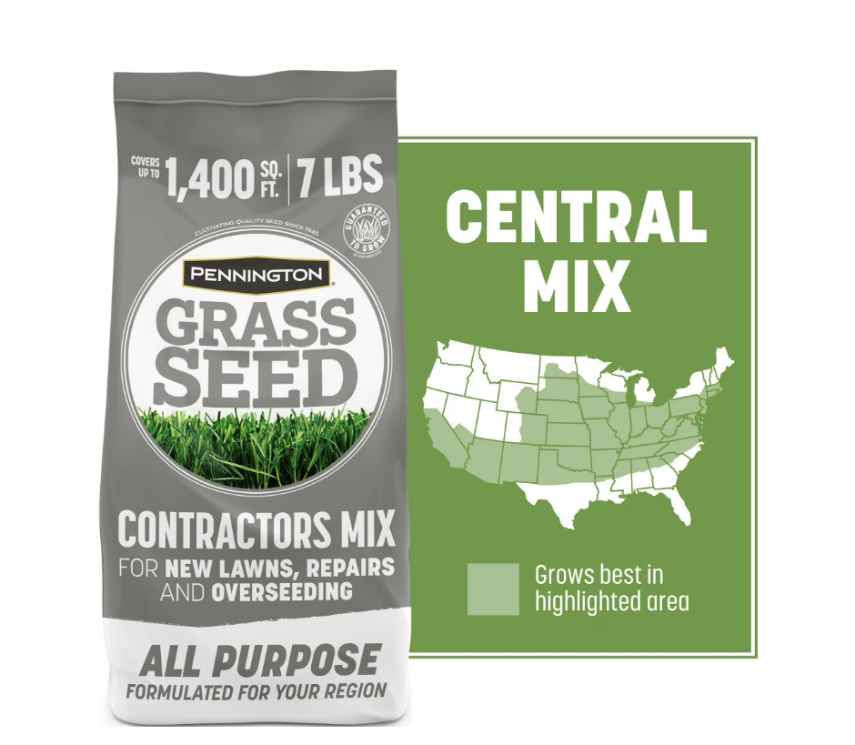 Pennington Contractors Central Grass Seed Mix, for Sun to Partial Shade, 7 lb.