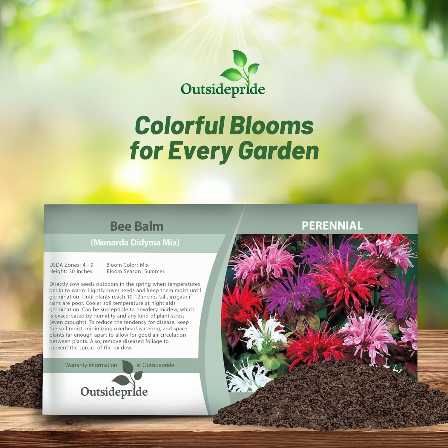 500 Seeds Monarda Didyma Seed Mix For Planting Outdoors | Bee Balm Mix Flower