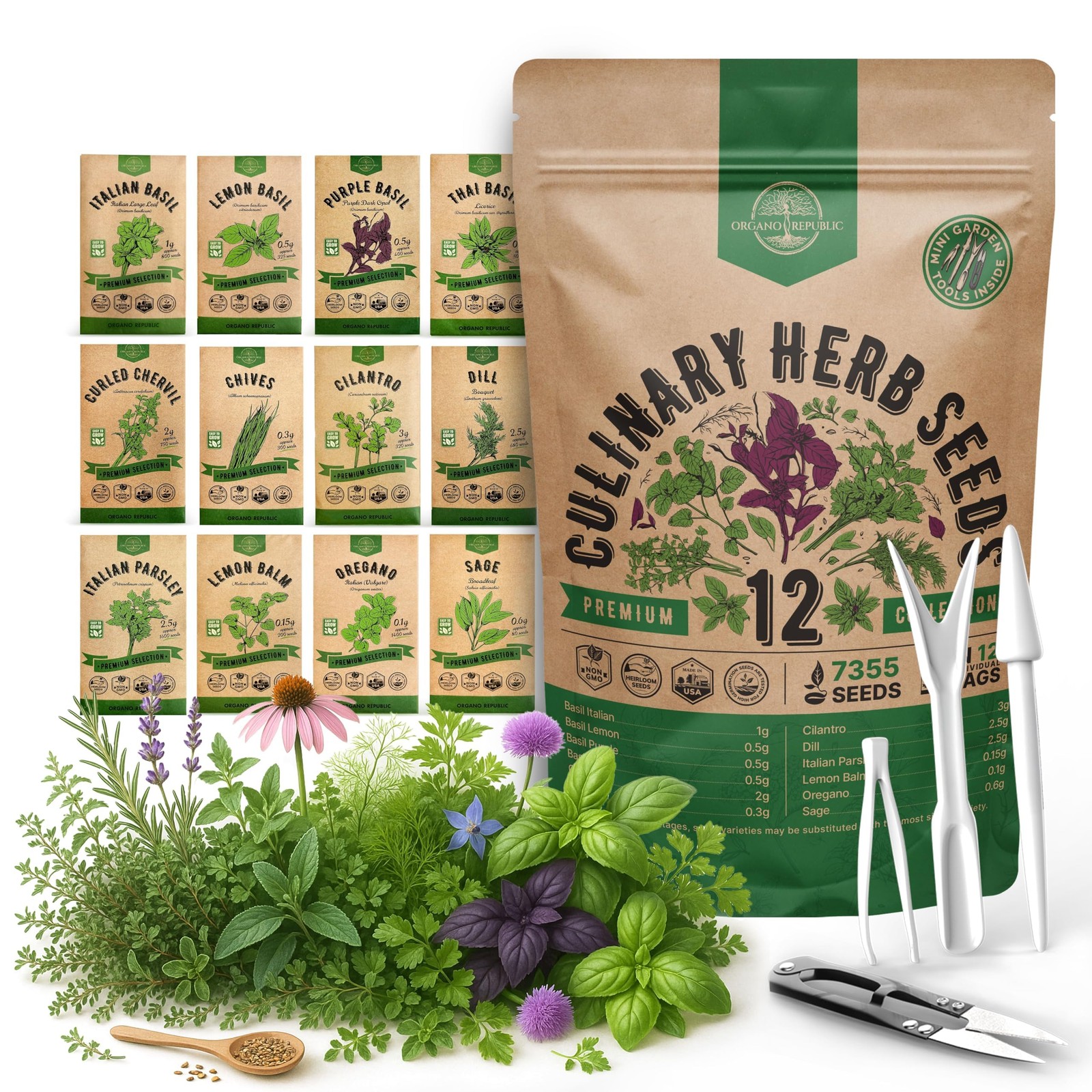Culinary Herb Seeds Variety Pack 12 Types Non GMO Heirloom Outdoor Indoor Home G