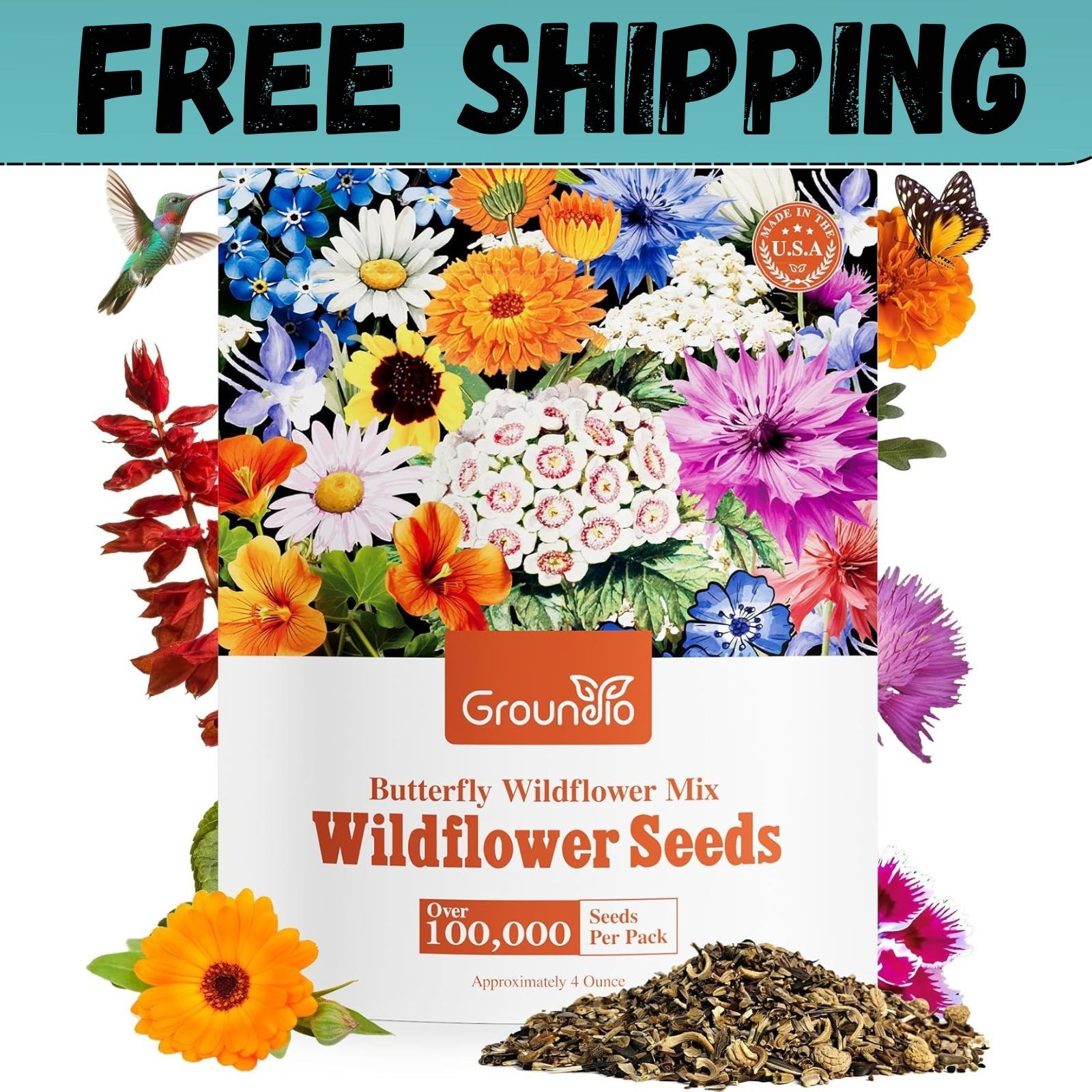 All Perennial Wildflower Seeds Bulk, 1/4 Lb, 100,000+ Seeds, 26 Variety Mix