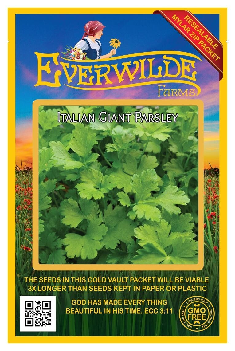 1 Oz Italian Giant Parsley Seeds – Everwilde Farms Mylar Seed Packet