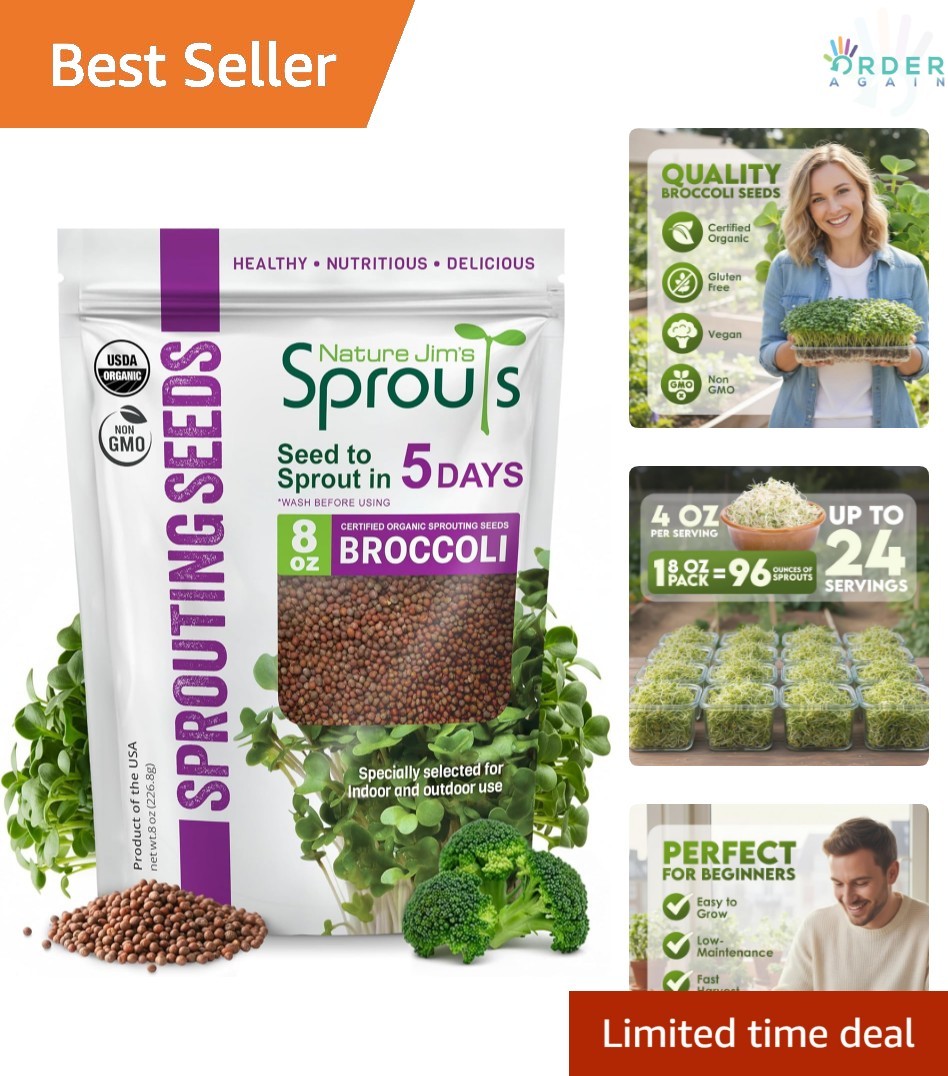 Organic Broccoli Sprouting Seeds Non-GMO 8oz Fast-Growing Microgreen Indoor O…