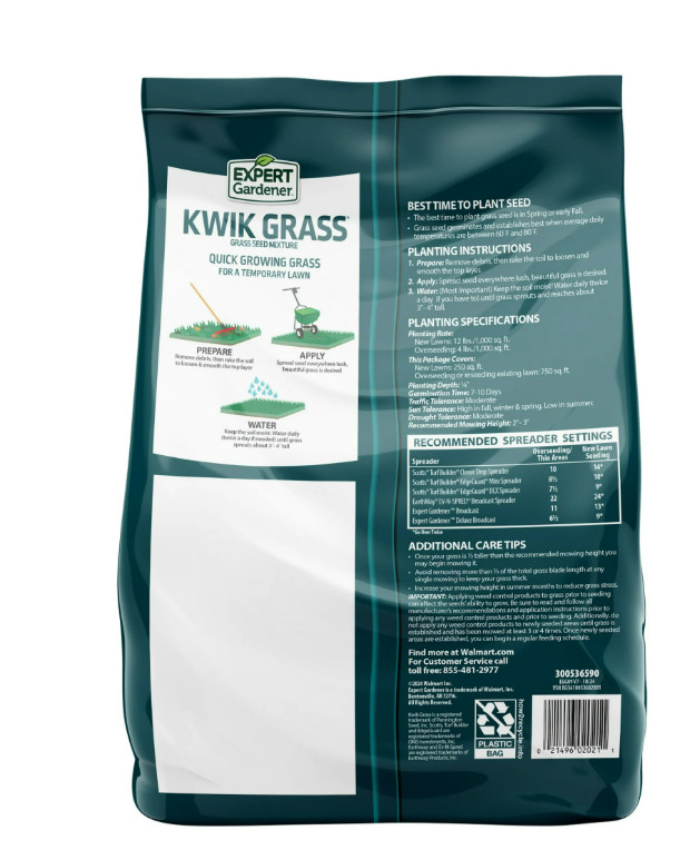 Expert Gardener Kwik Grass Seed Mix, for Sun to Partial Shade, 3 lb.