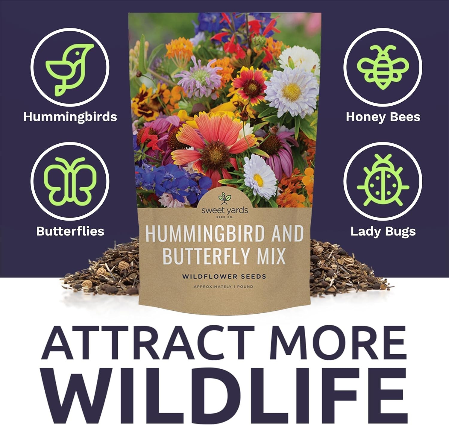Bulk Wildflower Seeds – 1lb Bag, 23 Flower Species