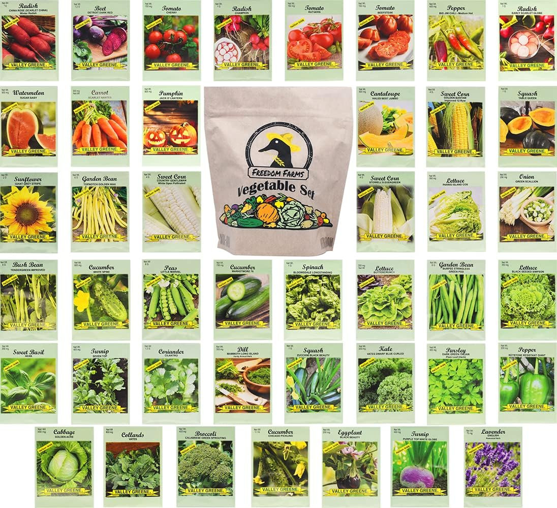 Set of 43 Assorted Vegetable & Herb Seed Packets – Over 10,000 Seeds