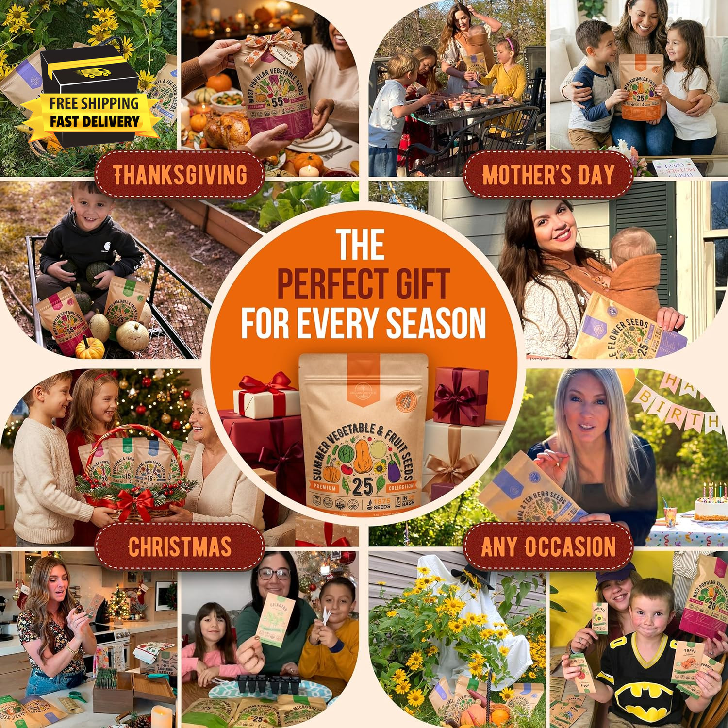25 Summer Vegetable & Fruit Seeds Variety Pack – 1,870+ Non-Gmo Heirloom Veggie