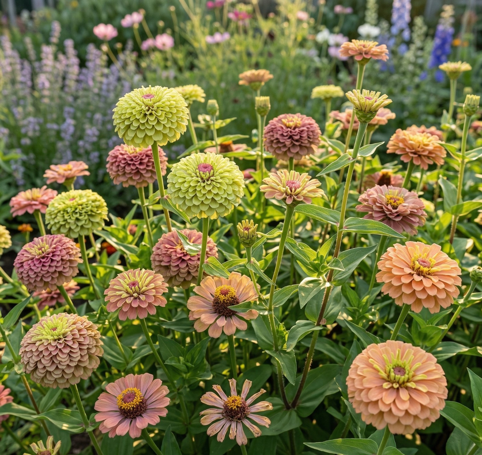 Zinnia Queeny Limes Party Mix Organic Cut Flower Garden Pollinator USA 50 Seeds!