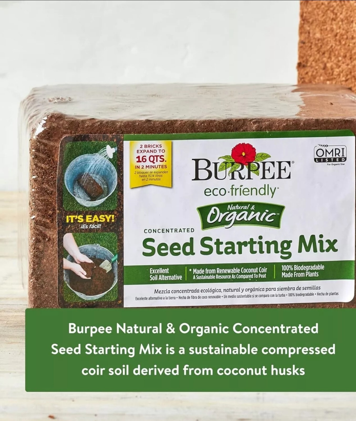 Versatile Organic Seed Starting Coconut Coir Mix – 100% Biodegradable & 16 Quart