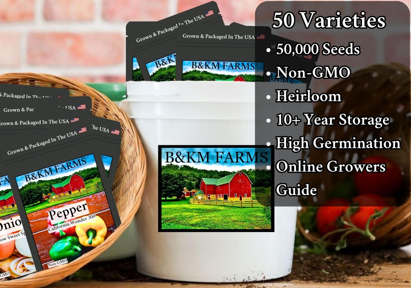 Survival Seed Vault – 50 Varieties Non-GMO Heirloom Seeds, 5+ Year Supply, Secur