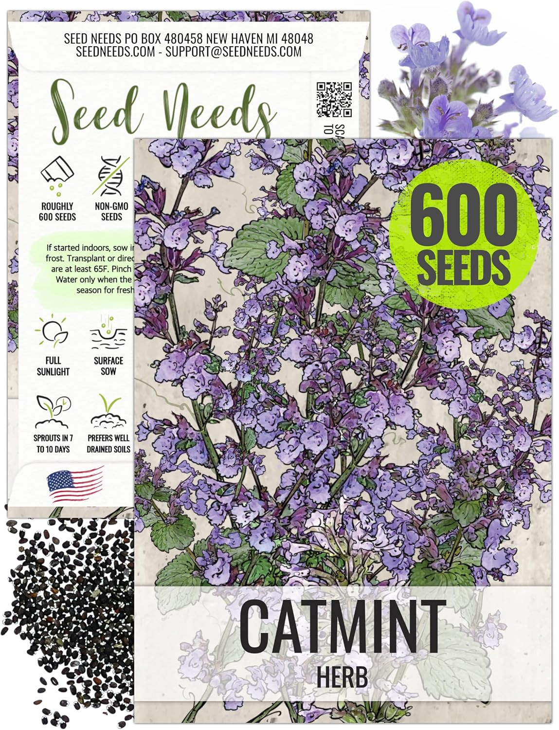 Catmint Seeds for Cats – 600 Heirloom Seeds for Planting Nepeta Mussinii – Peren