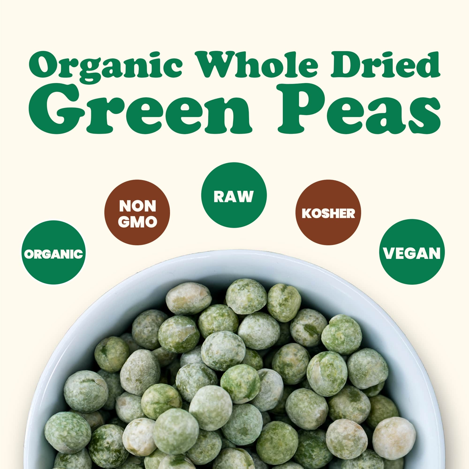 Organic Whole Dried Green Peas – Non-GMO, Sproutable, Kosher – by Food To Live