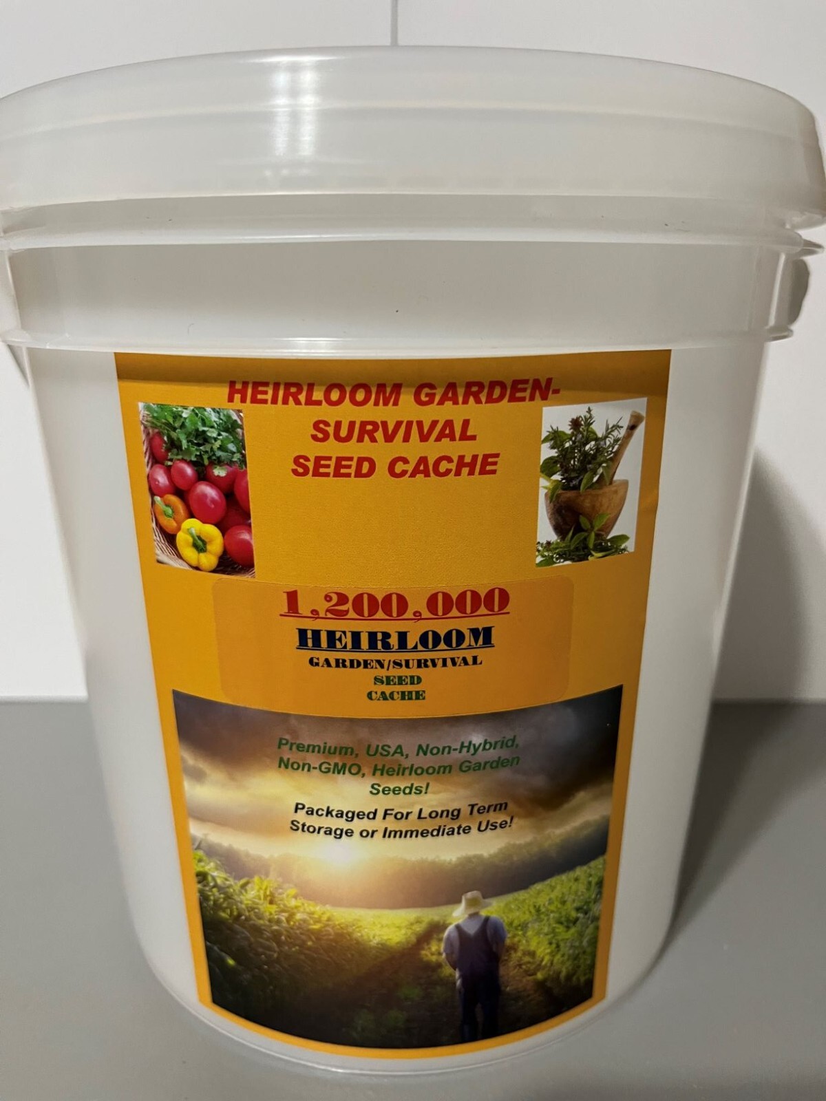 1,200,000 Seed Garden/Survival Bucket 1 Million+ NON-GMO, Heirloom Seeds
