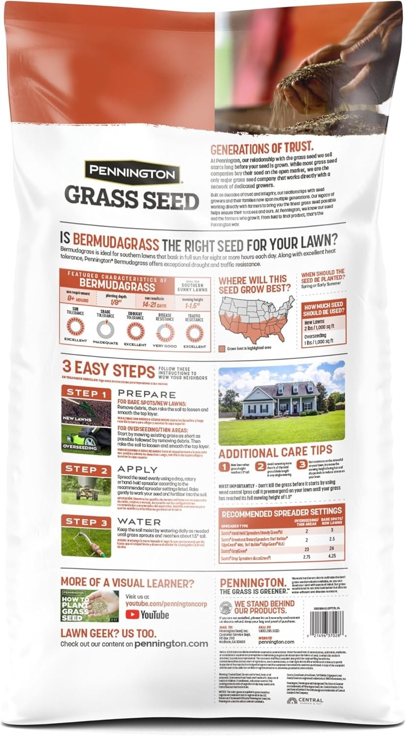 Durable 15lb Bermuda Seed – High-Traffic, Drought-Tolerant, Green Lawn Solution